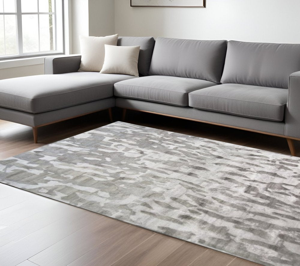 5' X 8' Taupe And Gray Abstract Hand Tufted Area Rug