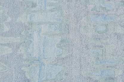 5' X 8' Blue Green And Gray Abstract Tufted Handmade Area Rug