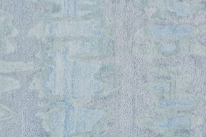 5' X 8' Blue Green And Gray Abstract Tufted Handmade Area Rug
