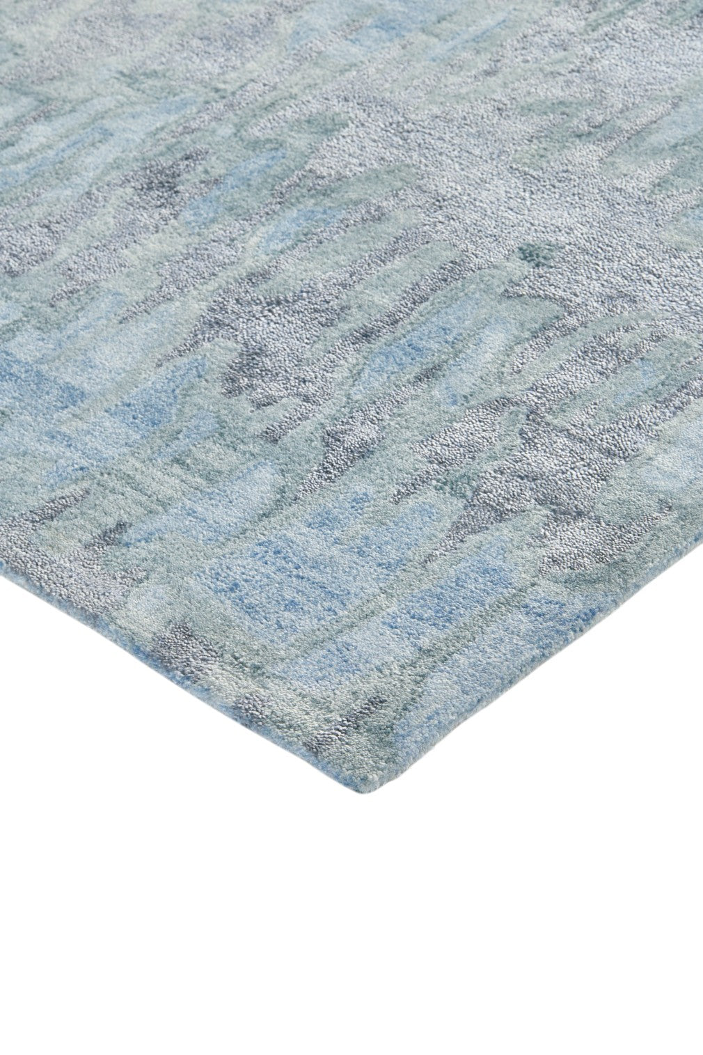 4' X 6' Blue Green And Gray Abstract Tufted Handmade Area Rug