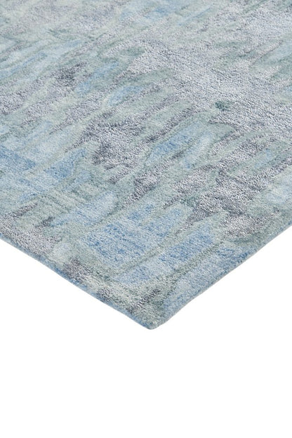 5' X 8' Blue Green And Gray Abstract Tufted Handmade Area Rug