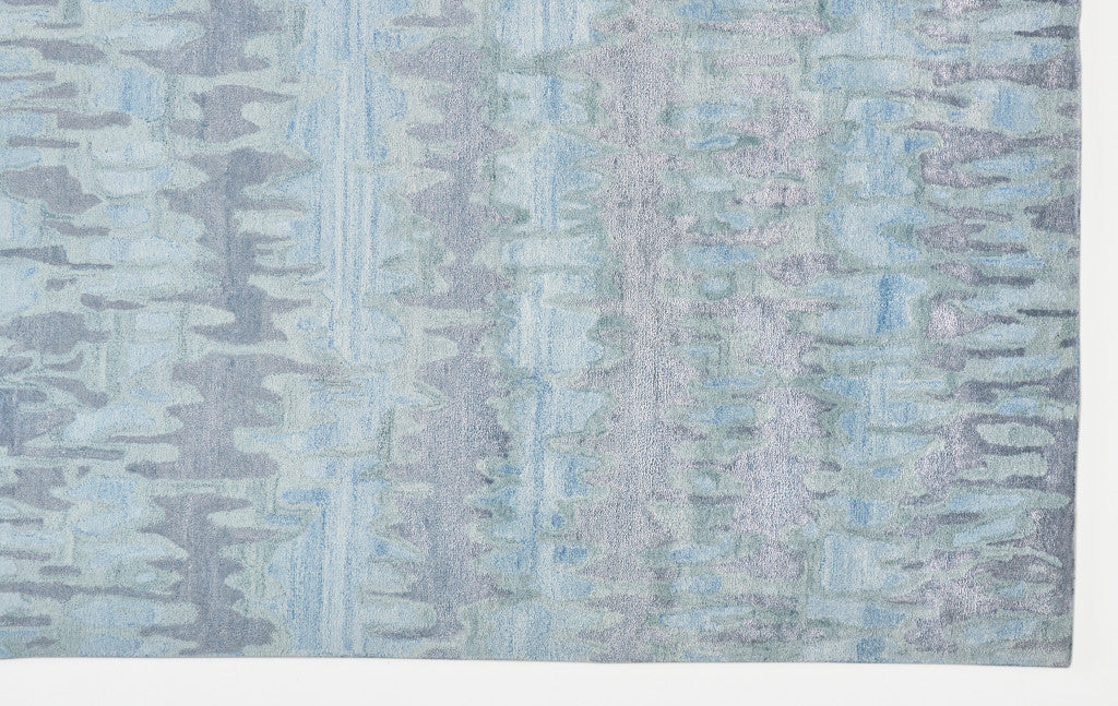 5' X 8' Blue Green And Gray Abstract Tufted Handmade Area Rug