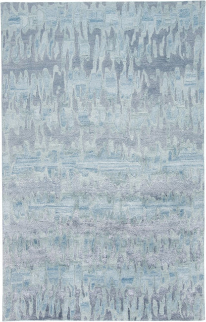 5' X 8' Blue Green And Gray Abstract Tufted Handmade Area Rug