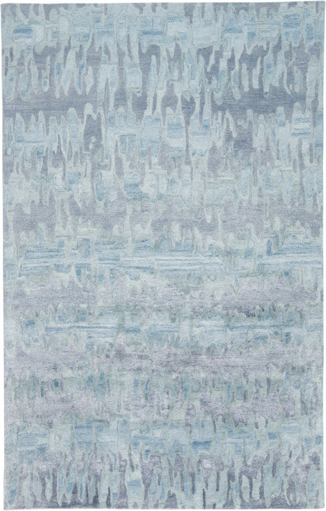 5' X 8' Blue Green And Gray Abstract Tufted Handmade Area Rug