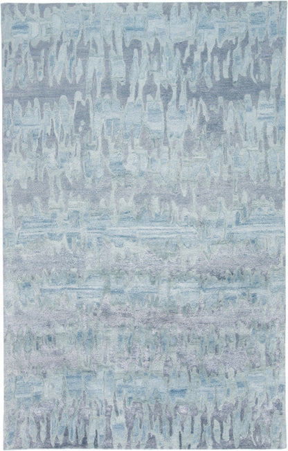 5' X 8' Blue Green And Gray Abstract Tufted Handmade Area Rug
