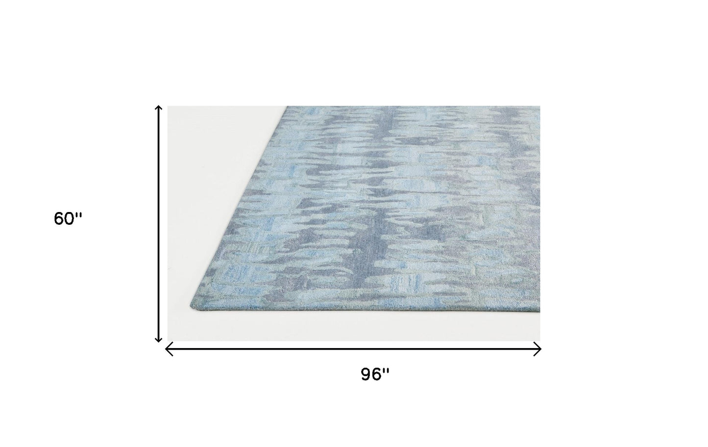 4' X 6' Blue and Green Abstract Hand Tufted Area Rug