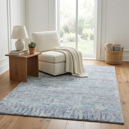 5' X 8' Blue Green And Gray Abstract Tufted Handmade Area Rug
