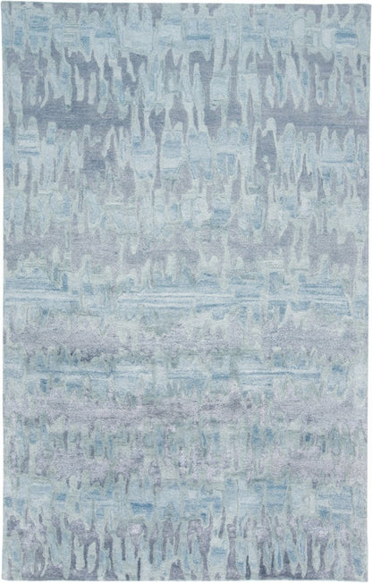 5' X 8' Blue Green And Gray Abstract Tufted Handmade Area Rug