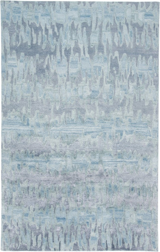 5' X 8' Blue Green And Gray Abstract Tufted Handmade Area Rug
