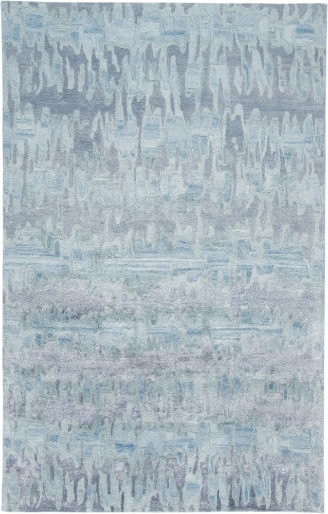 5' X 8' Blue Green And Gray Abstract Tufted Handmade Area Rug