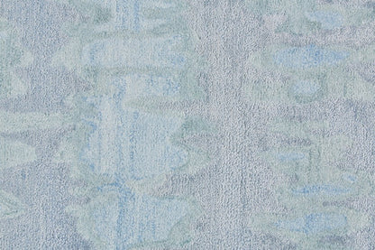 5' X 8' Blue Green And Gray Abstract Tufted Handmade Area Rug