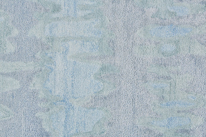 5' X 8' Blue Green And Gray Abstract Tufted Handmade Area Rug