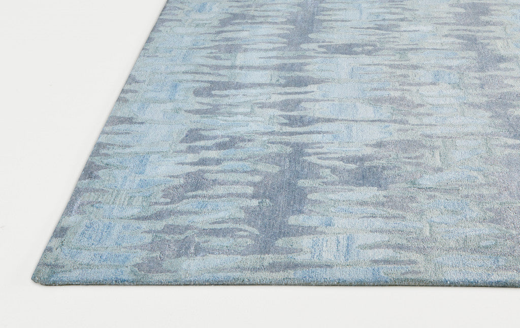 4' X 6' Blue and Green Abstract Hand Tufted Area Rug