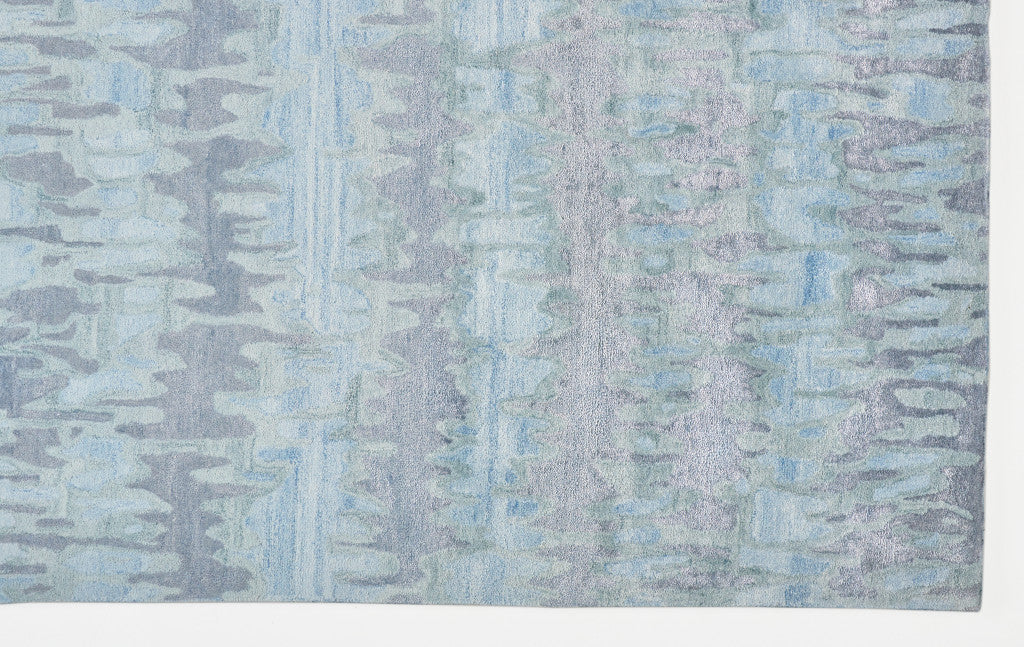 4' X 6' Blue and Green Abstract Hand Tufted Area Rug