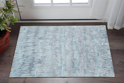 5' X 8' Blue Green And Gray Abstract Tufted Handmade Area Rug
