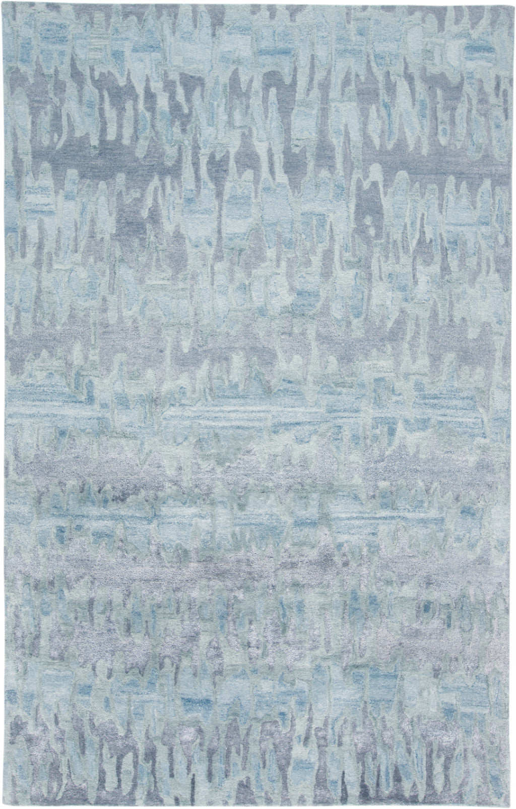5' X 8' Blue Green And Gray Abstract Tufted Handmade Area Rug