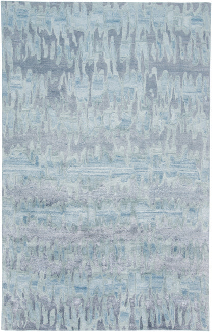 5' X 8' Blue Green And Gray Abstract Tufted Handmade Area Rug