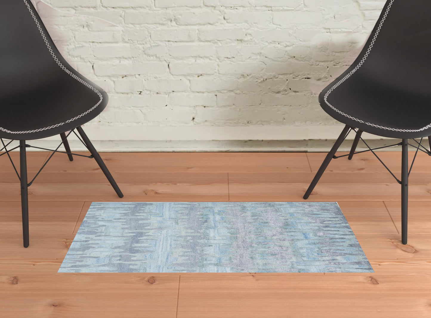 5' X 8' Blue Green And Gray Abstract Tufted Handmade Area Rug