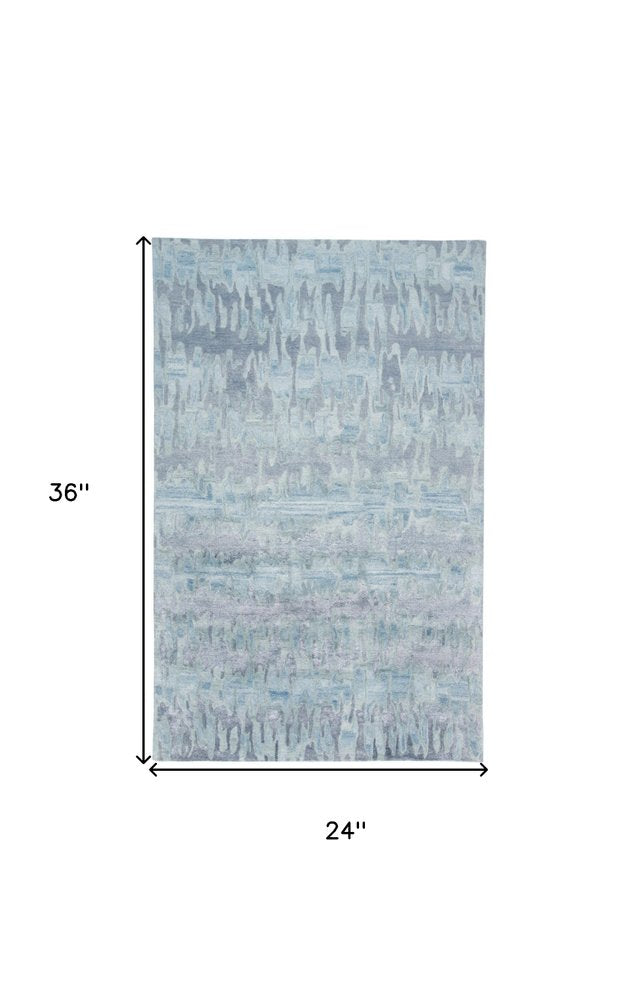 5' X 8' Blue Green And Gray Abstract Tufted Handmade Area Rug