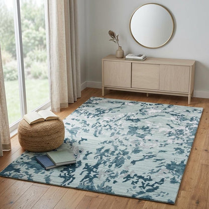 4' X 6' Blue and Green Abstract Hand Tufted Area Rug