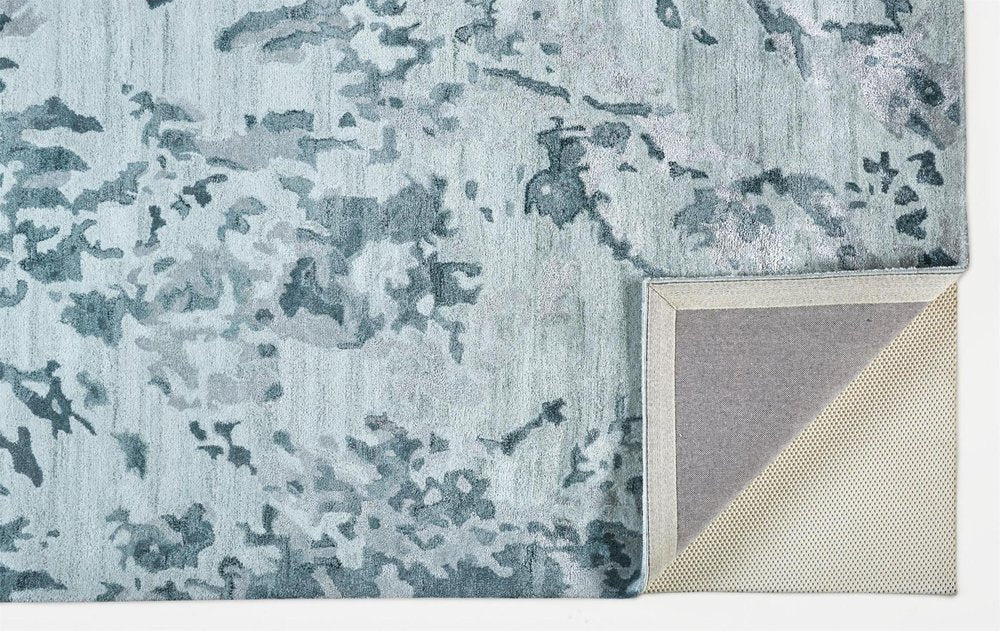 4' X 6' Blue and Green Abstract Hand Tufted Area Rug