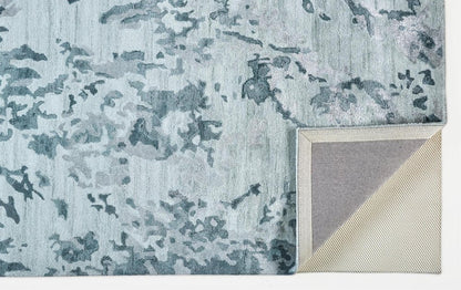 5' X 8' Blue Green And Silver Abstract Tufted Handmade Area Rug