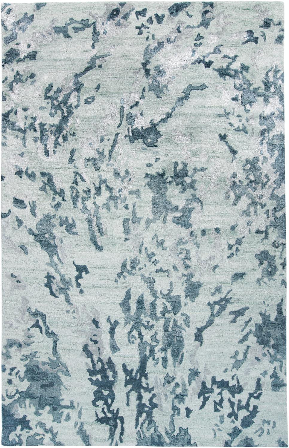 2' X 3' Blue Green And Silver Abstract Tufted Handmade Area Rug