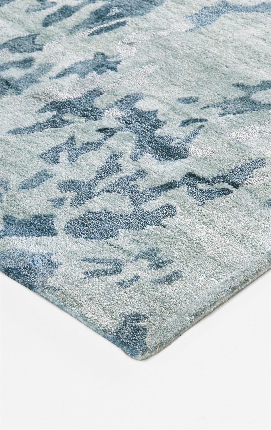 2' X 3' Blue Green And Silver Abstract Tufted Handmade Area Rug