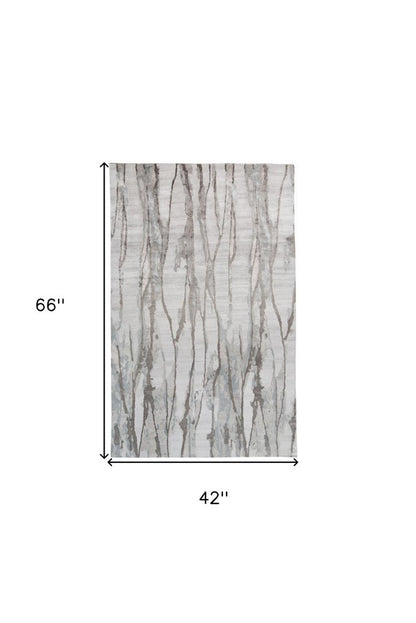 5' X 8' Taupe Ivory And Gray Abstract Tufted Handmade Area Rug