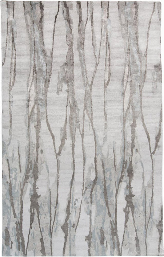 2' X 3' Ivory and Gray Abstract Hand Tufted Area Rug