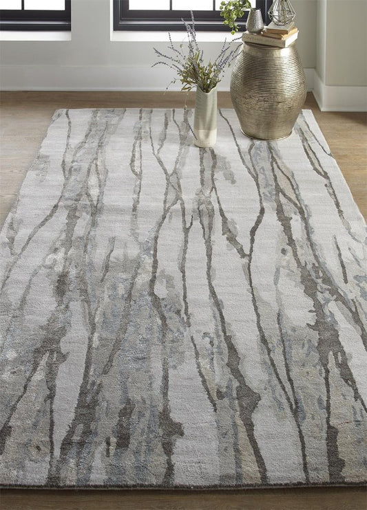 5' X 8' Taupe Ivory And Gray Abstract Tufted Handmade Area Rug