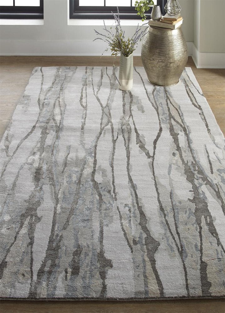 8' X 10' Taupe Ivory And Gray Abstract Tufted Handmade Area Rug