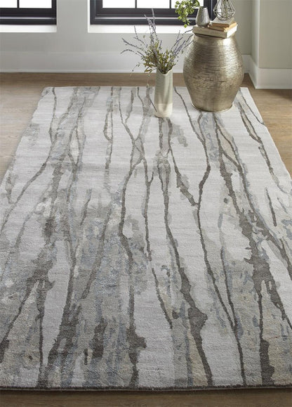 8' X 10' Taupe Ivory And Gray Abstract Tufted Handmade Area Rug