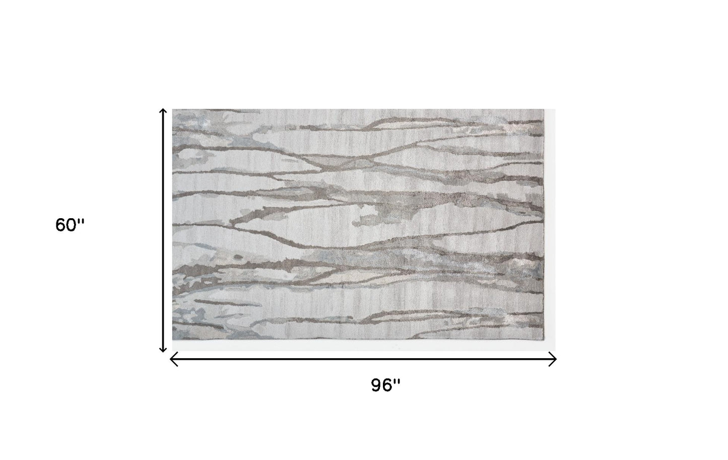 4' X 6' Ivory and Gray Abstract Hand Tufted Area Rug