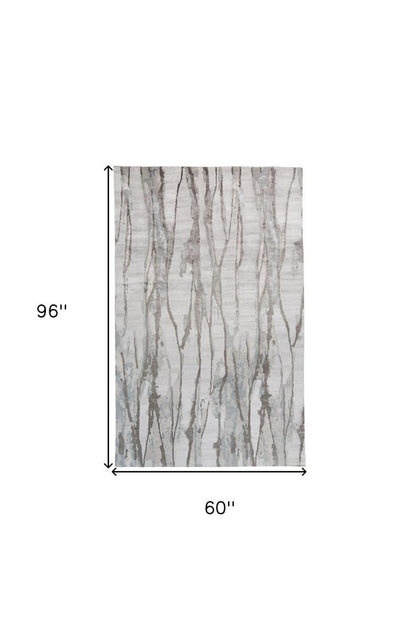 5' X 8' Taupe Ivory And Gray Abstract Tufted Handmade Area Rug