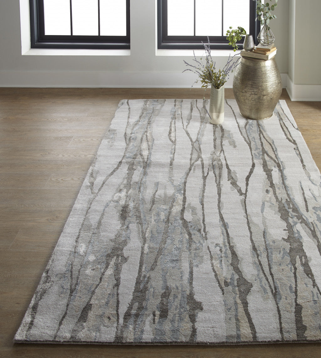 4' X 6' Ivory and Gray Abstract Hand Tufted Area Rug