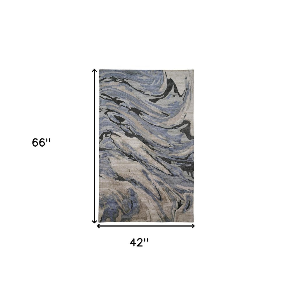 8' X 10' Blue Gray And Taupe Abstract Tufted Handmade Area Rug