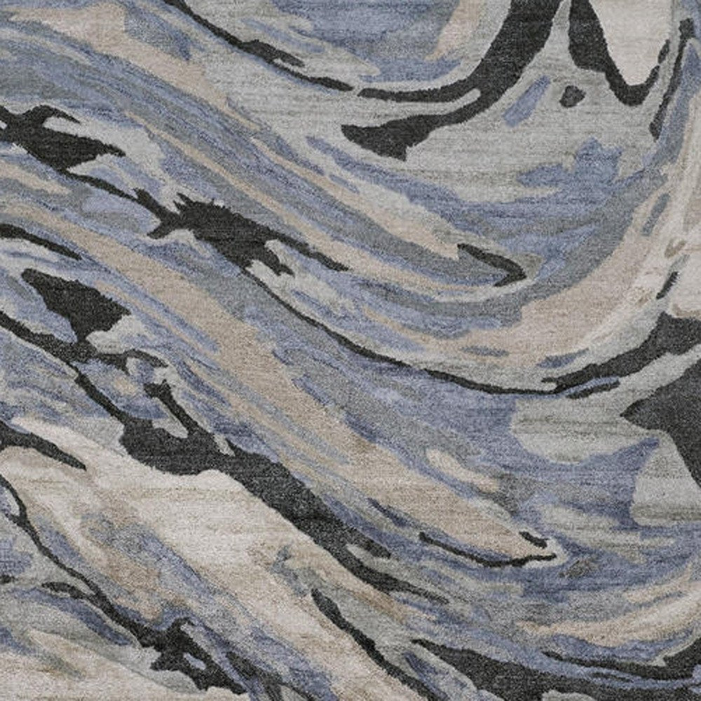 8' X 10' Blue Gray And Taupe Abstract Tufted Handmade Area Rug