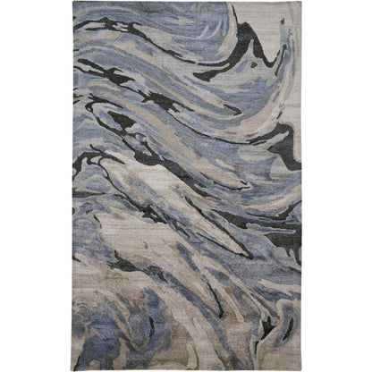 8' X 10' Blue Gray And Taupe Abstract Tufted Handmade Area Rug