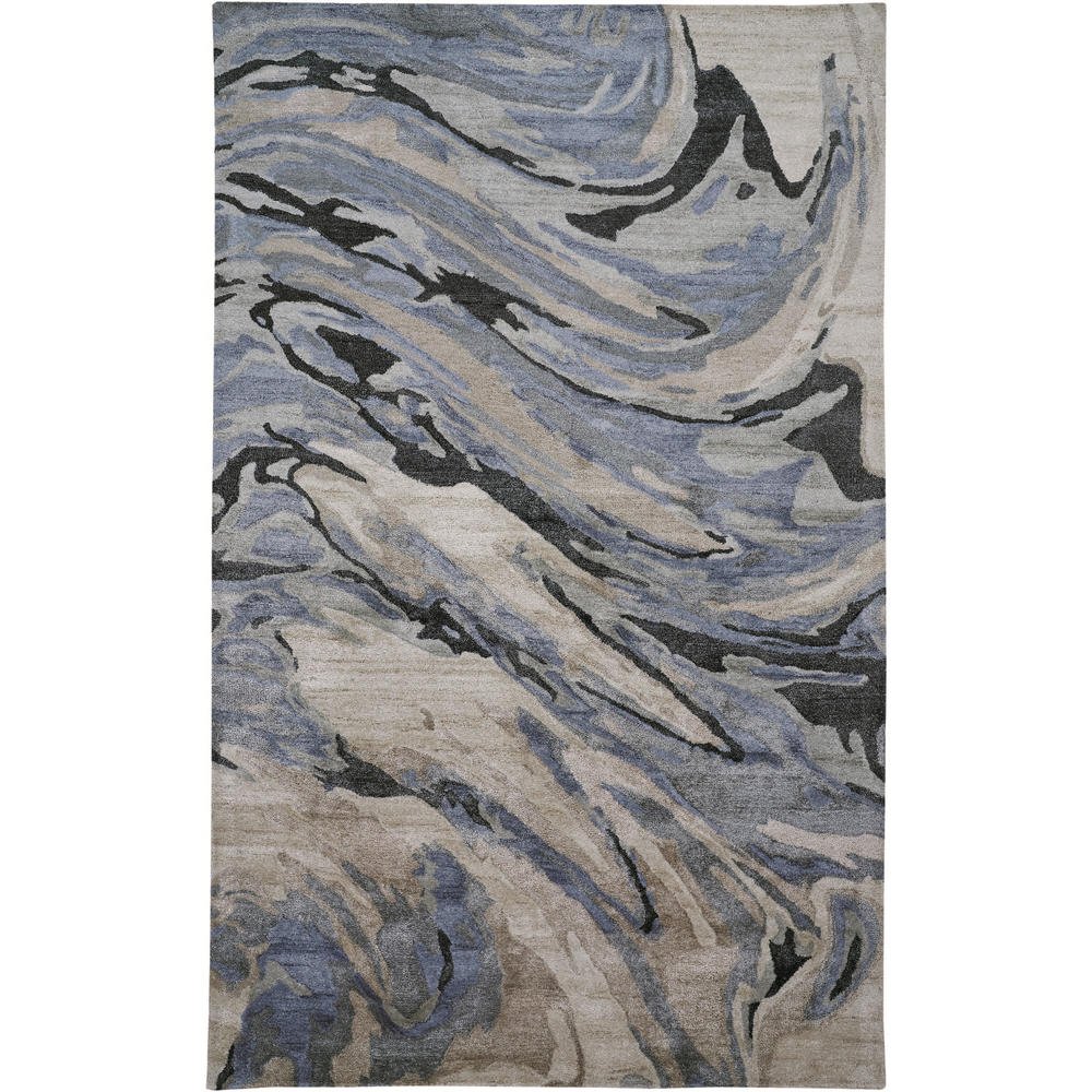 8' X 10' Blue Gray And Taupe Abstract Tufted Handmade Area Rug