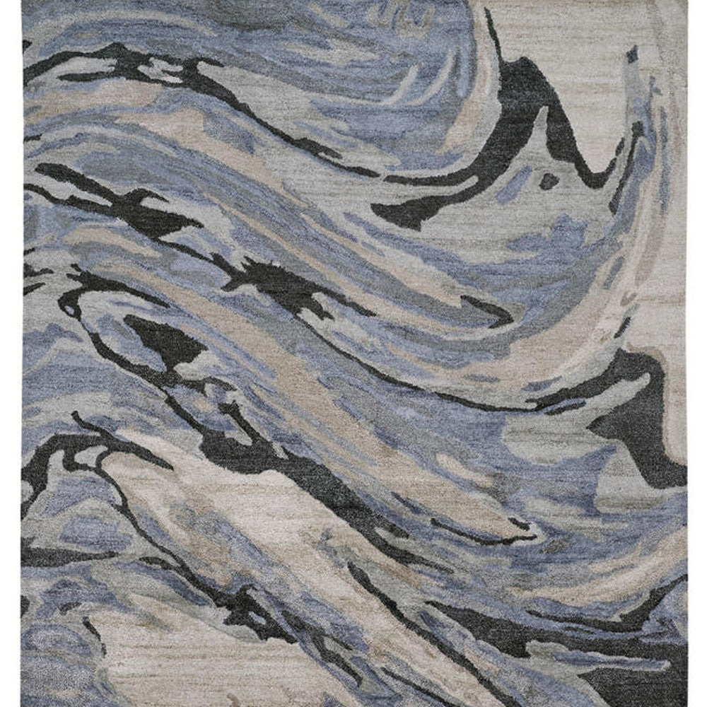 4' X 6' Gray and Ivory Abstract Hand Tufted Area Rug