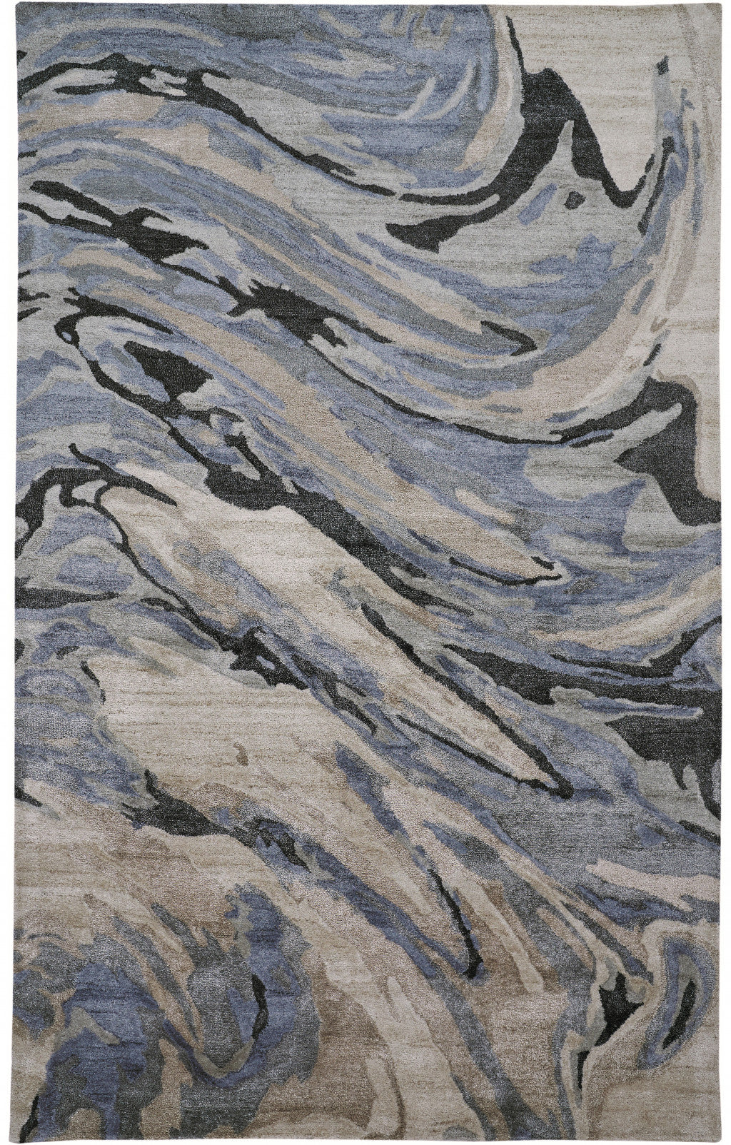 4' X 6' Gray and Ivory Abstract Hand Tufted Area Rug