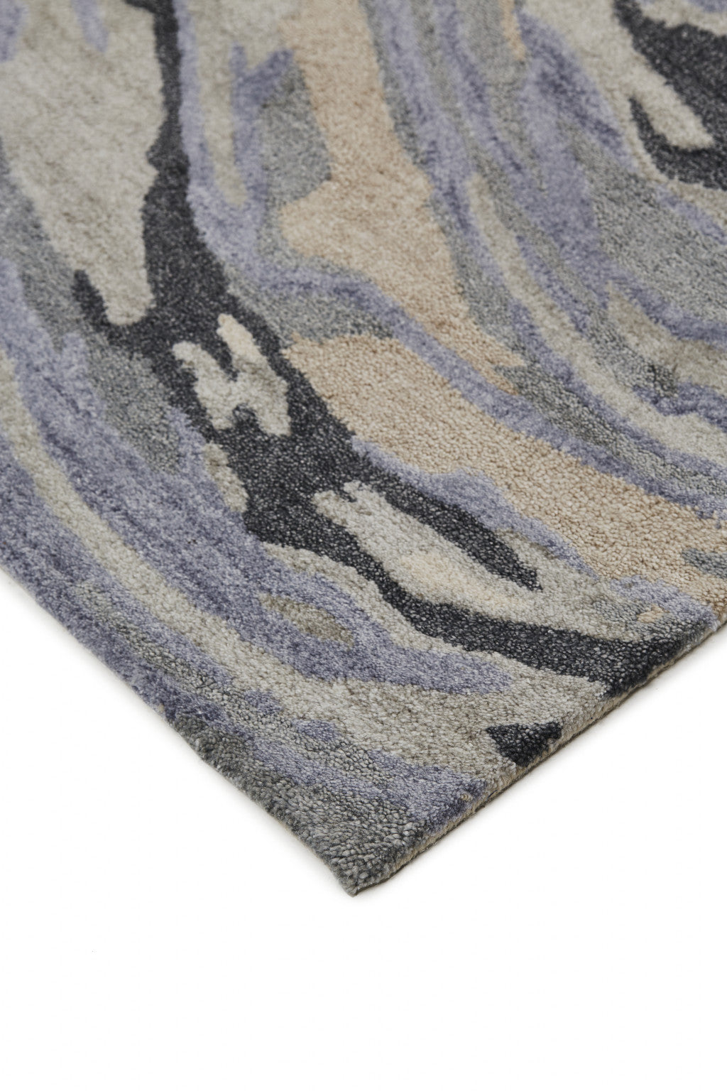 4' X 6' Blue Gray And Taupe Abstract Tufted Handmade Area Rug