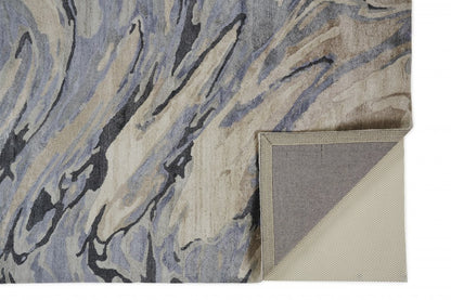 8' X 10' Blue Gray And Taupe Abstract Tufted Handmade Area Rug