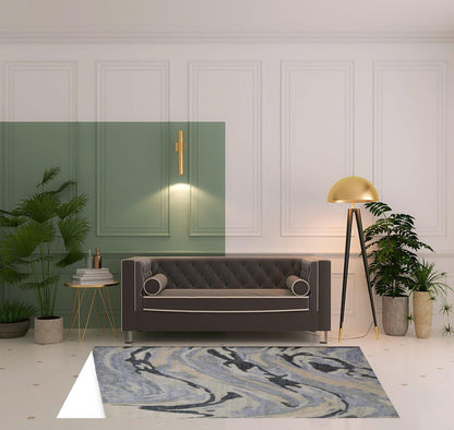 8' X 10' Blue Gray And Taupe Abstract Tufted Handmade Area Rug