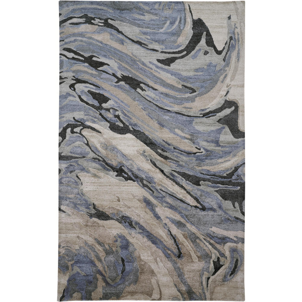 4' X 6' Gray and Ivory Abstract Hand Tufted Area Rug