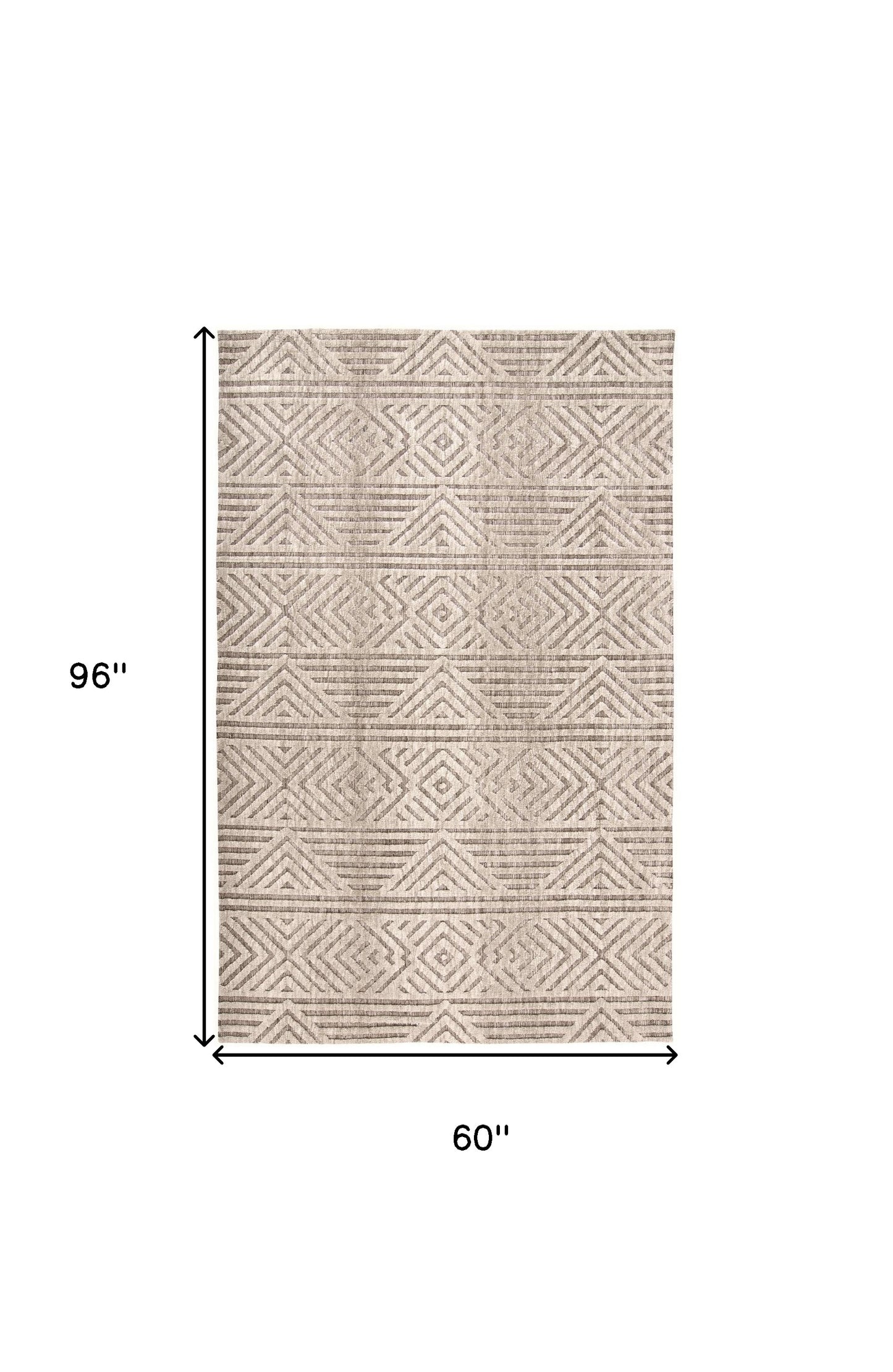 5' X 8' Tan Ivory And Brown Geometric Stain Resistant Area Rug