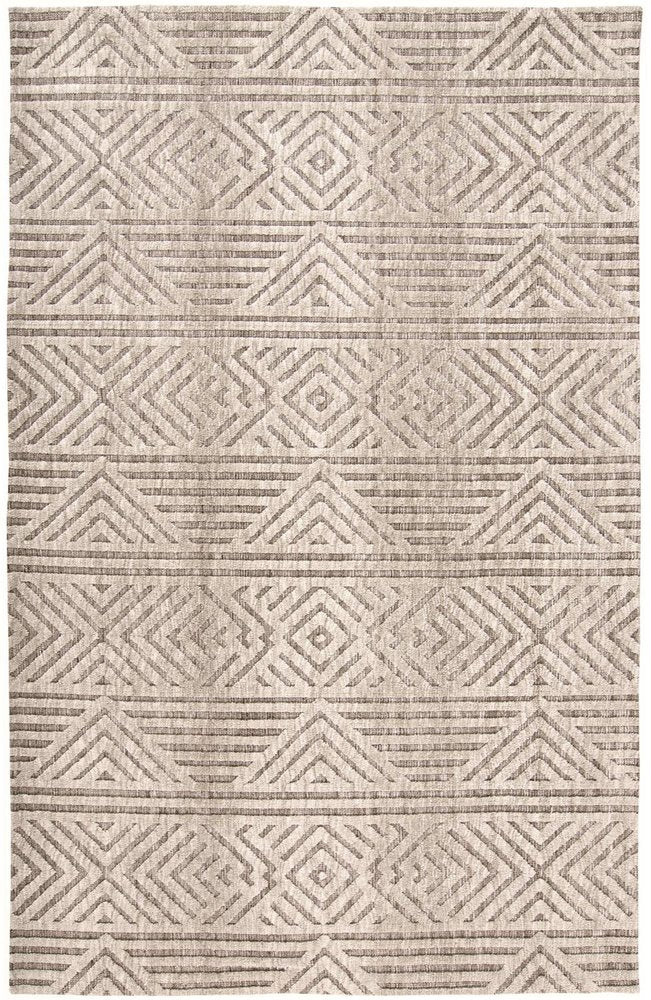 4' X 6' Tan Ivory And Brown Geometric Stain Resistant Area Rug