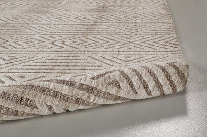 4' X 6' Tan Ivory And Brown Geometric Stain Resistant Area Rug