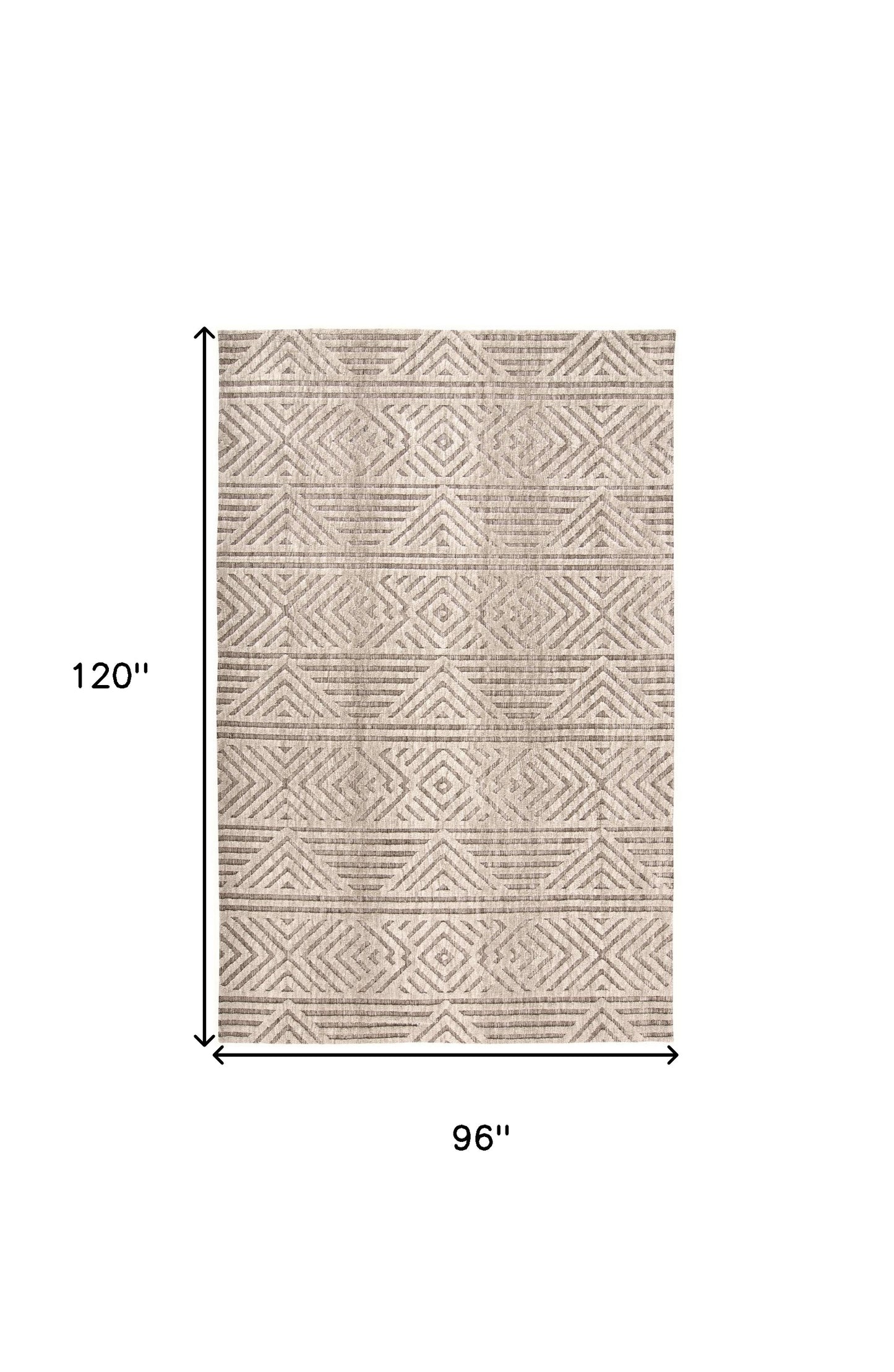 5' X 8' Tan Ivory And Brown Geometric Stain Resistant Area Rug